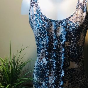 Ann Taylor blue, gray and white top (Medium)